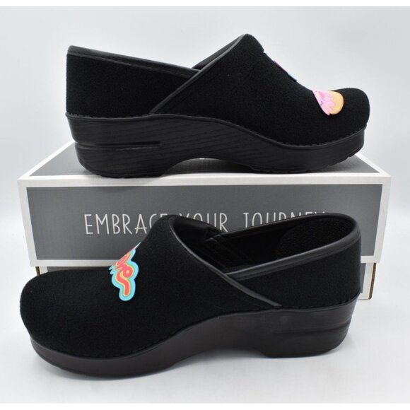 Dansko Women Size EU 41 US 10.5-11 Hook And Loop Patch Pro Black Clogs Shoes - Picture 5 of 12